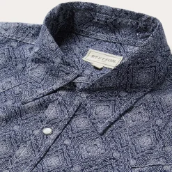 Stetson Medallion Print Western Shirt Blue