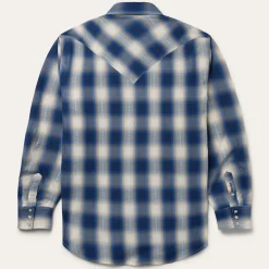 Discount Stetson Ombre Plaid Western Shirt Blue
