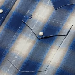 Discount Stetson Ombre Plaid Western Shirt Blue