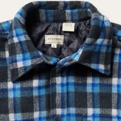 Online Stetson Plaid Quilted Shirt Jacket Blue
