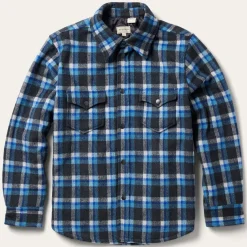 Clearance Stetson Plaid Quilted Shirt Jacket Blue