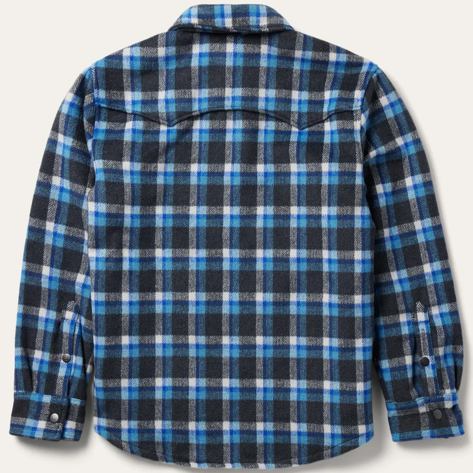 Clearance Stetson Plaid Quilted Shirt Jacket Blue