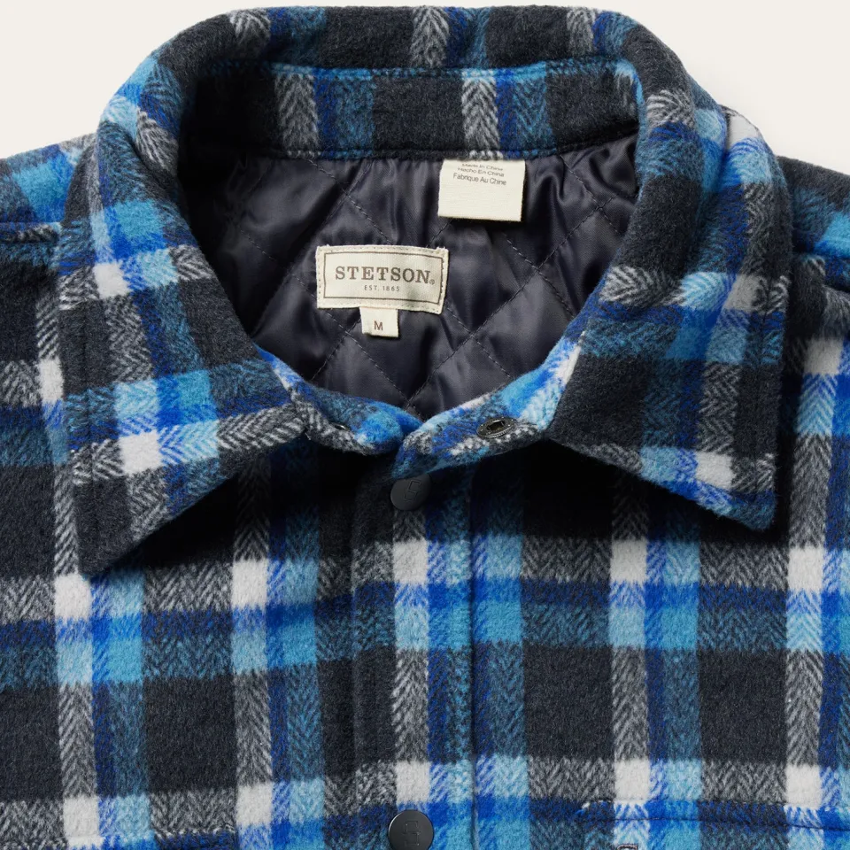 Clearance Stetson Plaid Quilted Shirt Jacket Blue