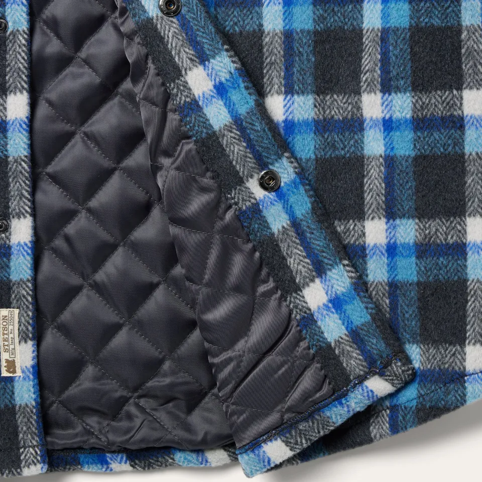 Clearance Stetson Plaid Quilted Shirt Jacket Blue