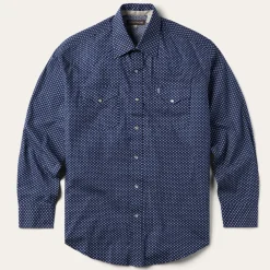 Clearance Stetson Polaris Geo Print Western Shirt Blue