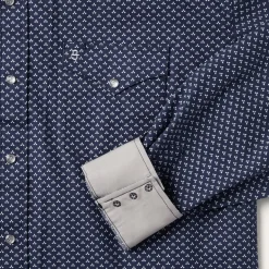 Clearance Stetson Polaris Geo Print Western Shirt Blue