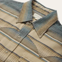 Stetson Stripe Flannel Western Shirt Blue
