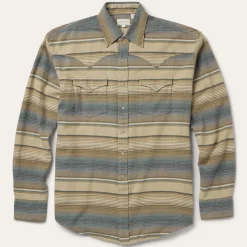 Online Stetson Stripe Flannel Western Shirt Blue