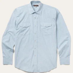 Sale Stetson Two Stripe Check Western Shirt Blue