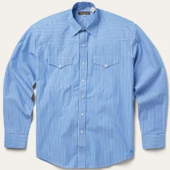 New Stetson Western Stripe Shirt Blue