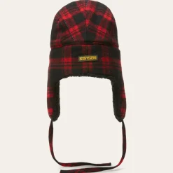 Best Stetson Bomber Cap Shadow Plaid Red/Black Check