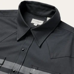 Sale Stetson Border Stripe Twill Western Shirt Black