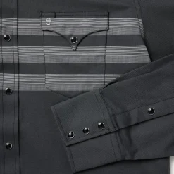 Sale Stetson Border Stripe Twill Western Shirt Black