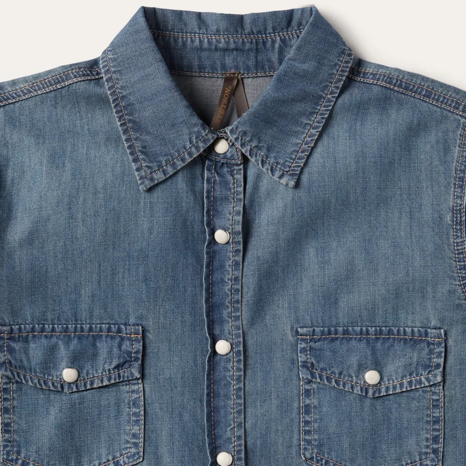 Clearance Stetson Boyfriend Fit Denim Shirt Blue