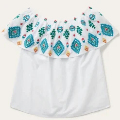 Sale Stetson Bright Schiffli Embroidered Cotton Lawn Top White