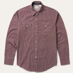 Hot Stetson Broken Diamond Print Western Shirt Red