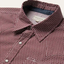 Hot Stetson Broken Diamond Print Western Shirt Red