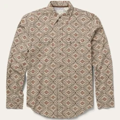 Clearance Stetson Aztec Poplin Western Shirt Brown