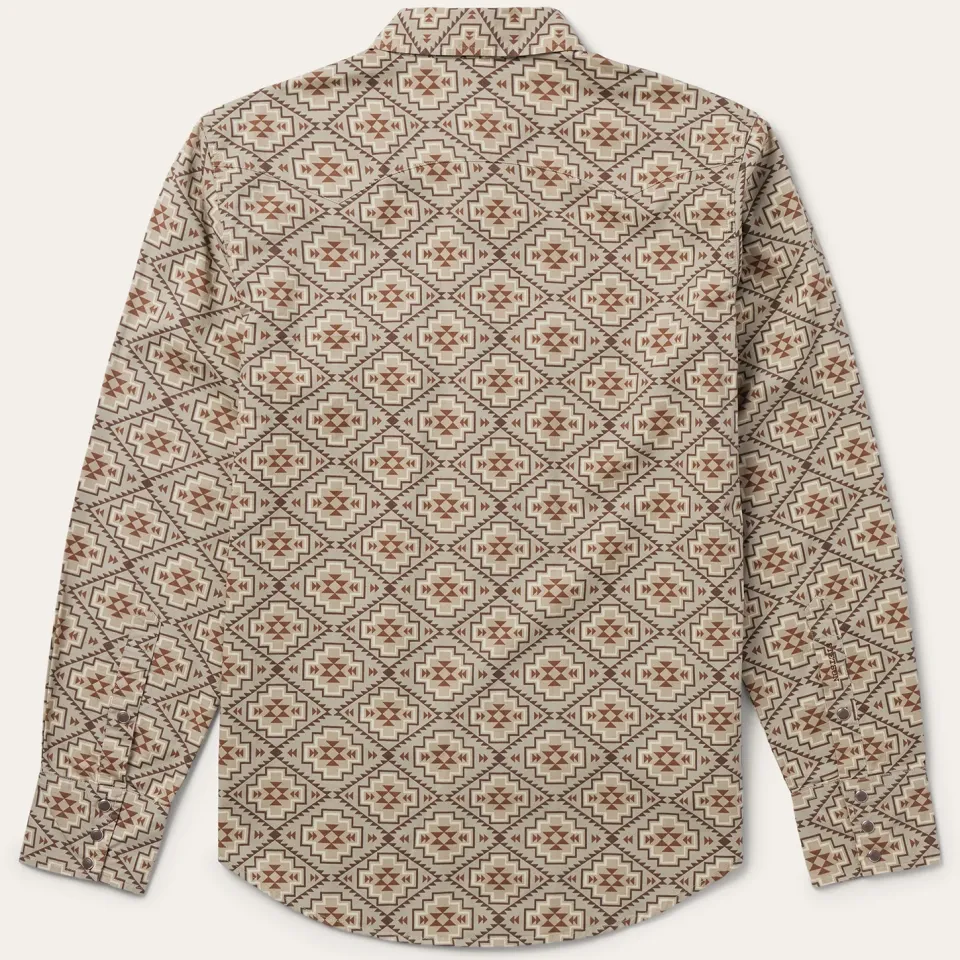 Clearance Stetson Aztec Poplin Western Shirt Brown