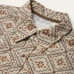 Clearance Stetson Aztec Poplin Western Shirt Brown