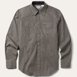Stetson Diamond Print Western Shirt Brown