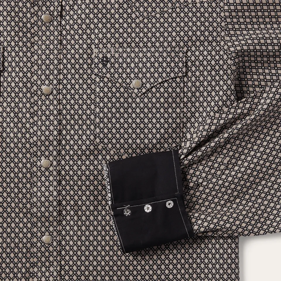 Stetson Diamond Print Western Shirt Brown