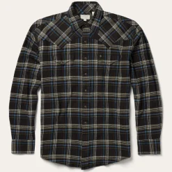 Hot Stetson Plaid Flannel Western Shirt Brown