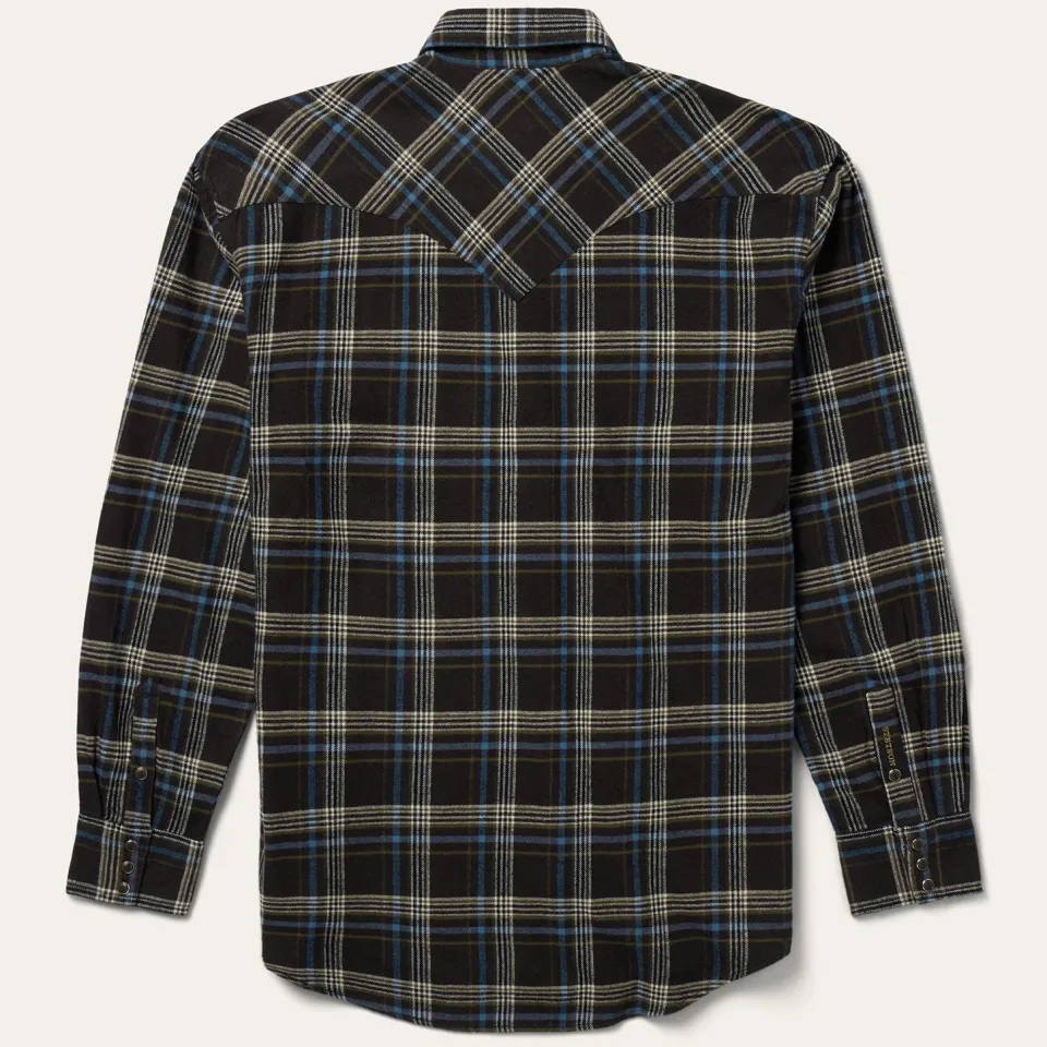 Hot Stetson Plaid Flannel Western Shirt Brown