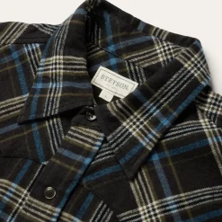 Hot Stetson Plaid Flannel Western Shirt Brown