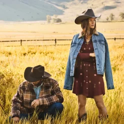 Hot Stetson Plaid Western Coat Brown