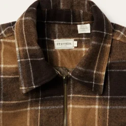 Hot Stetson Plaid Western Coat Brown