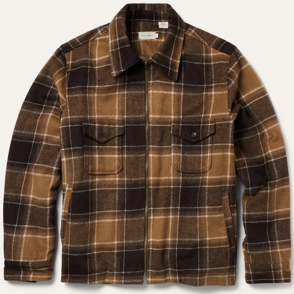 Online Stetson Plaid Western Coat Brown