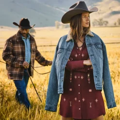 Online Stetson Plaid Western Coat Brown