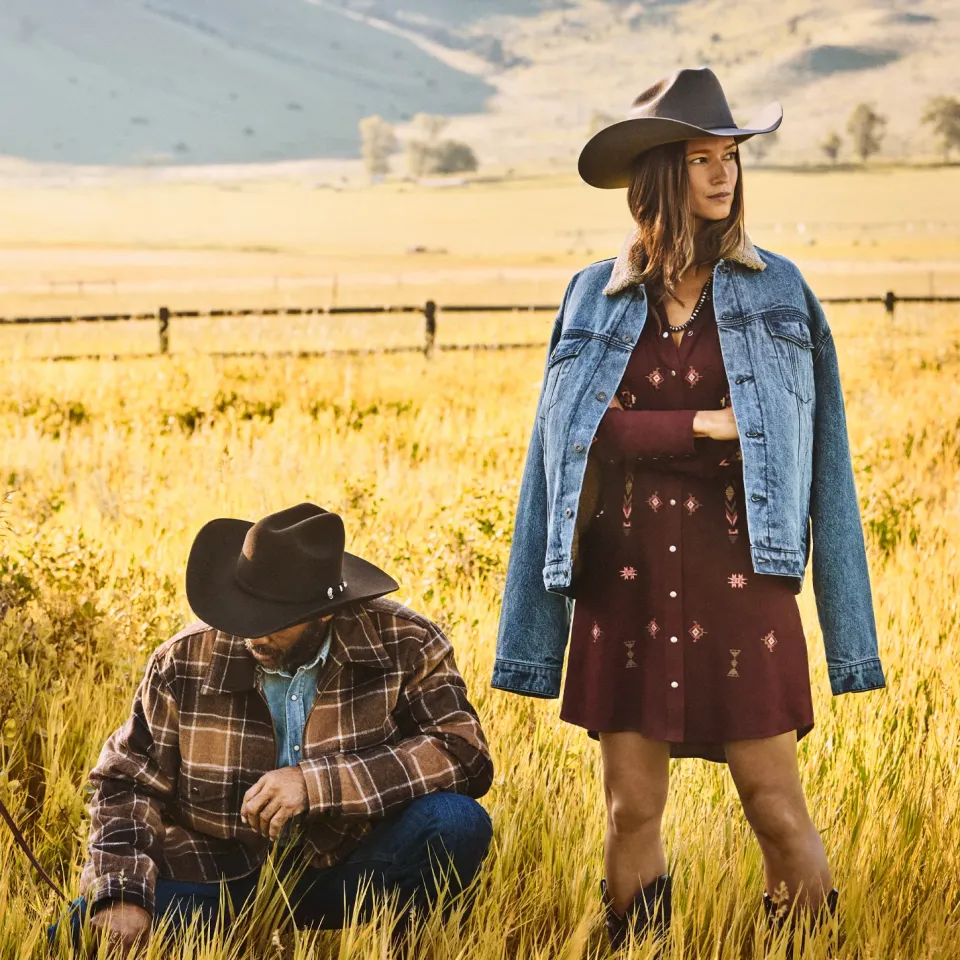 Online Stetson Plaid Western Coat Brown