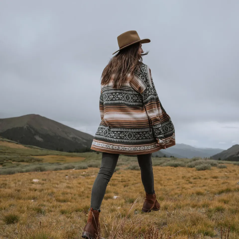 Stetson Serape Belted Cardigan Brown