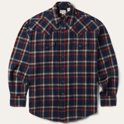 Outlet Stetson Brushed Twill Plaid Shirt Blue