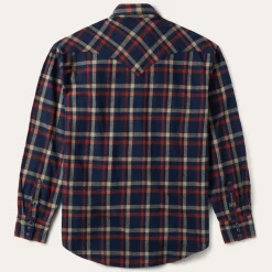 Outlet Stetson Brushed Twill Plaid Shirt Blue