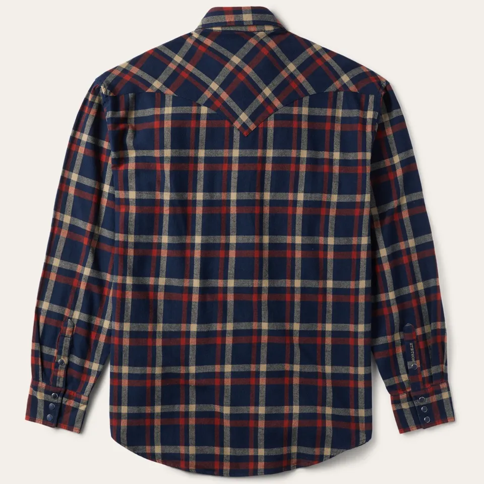 Outlet Stetson Brushed Twill Plaid Shirt Blue