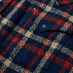 Outlet Stetson Brushed Twill Plaid Shirt Blue