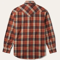 Clearance Stetson Brushed Twill Plaid Shirt Orange