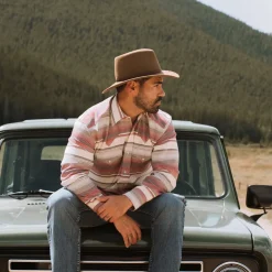 Discount Stetson Brushed Twill Striped Shirt Red