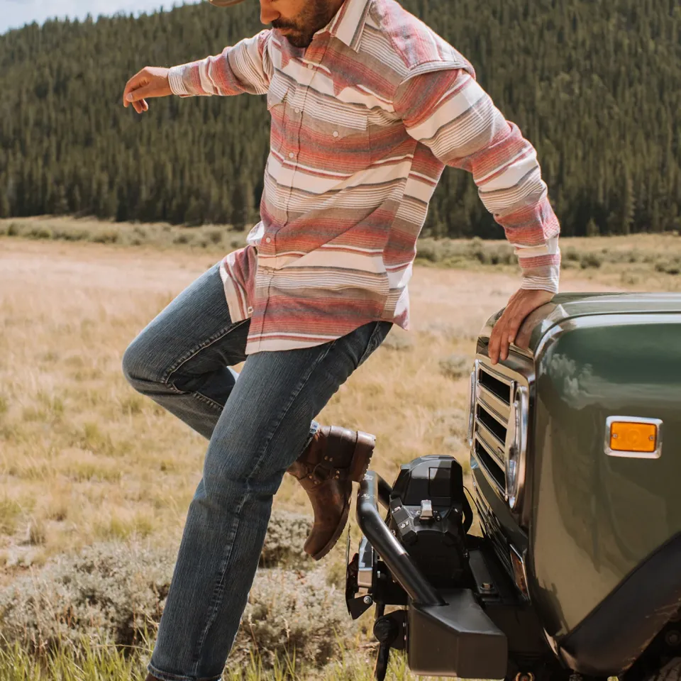 Discount Stetson Brushed Twill Striped Shirt Red