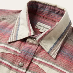 Discount Stetson Brushed Twill Striped Shirt Red