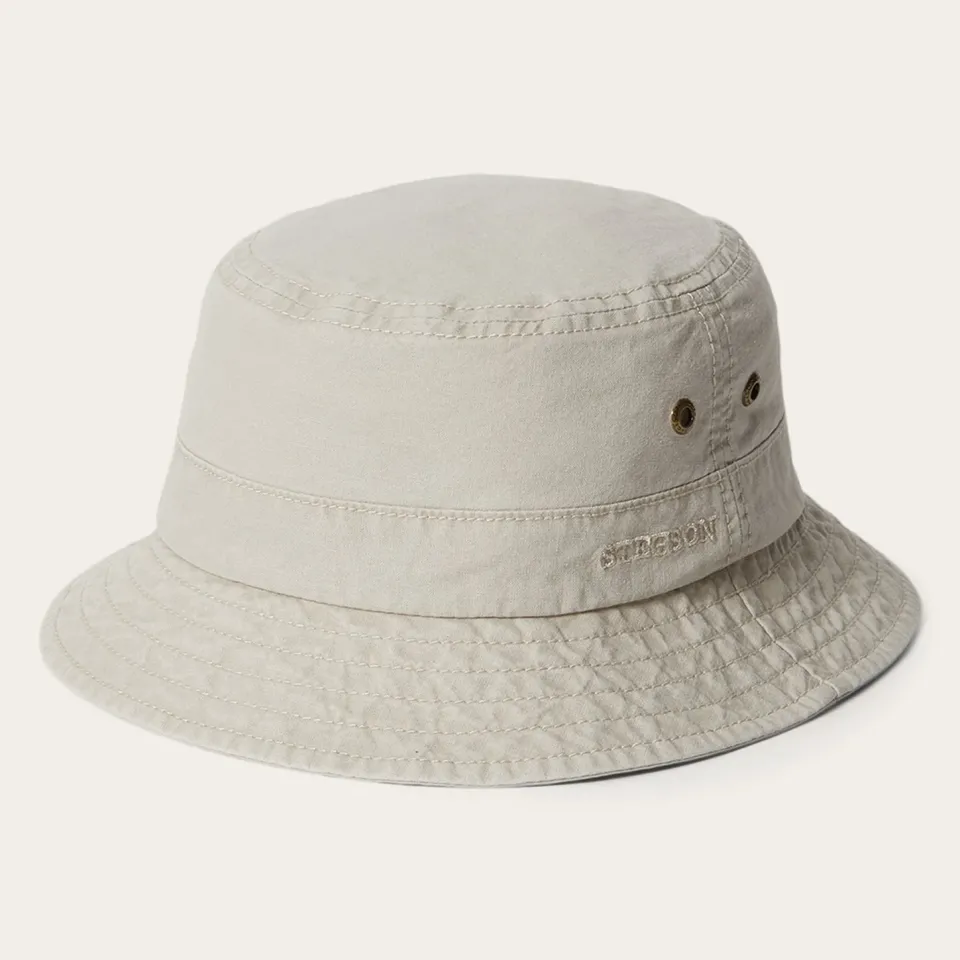 Hot Stetson Bucket Delave Organic Cotton Off White