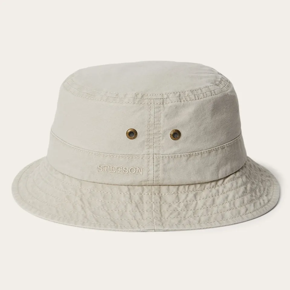 Hot Stetson Bucket Delave Organic Cotton Off White