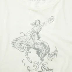 Clearance Stetson Bucking Cowgirl Graphic Tee White
