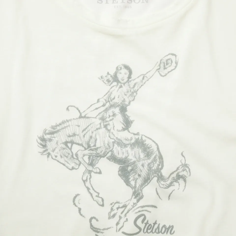 Clearance Stetson Bucking Cowgirl Graphic Tee White