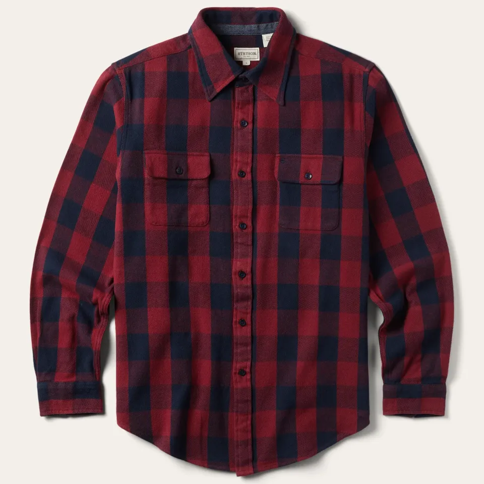 Outlet Stetson Buffalo Check Twill Shirt Red