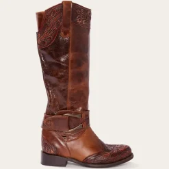 Clearance Stetson Burnished Cognac Paisley Side Zip Cowboy Boot Tan