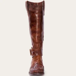 Clearance Stetson Burnished Cognac Paisley Side Zip Cowboy Boot Tan